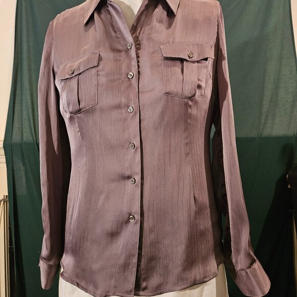 Coldwater Creek Long Sleeved Shimmery Grey Blouse, Soft and Flowing - Picture 1 of 10